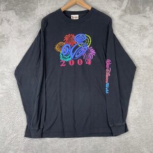 Disney Shirt Mens Large Black 2004 Walt Disney World Fireworks Long Sleeve Y2K